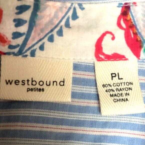 Westbound Shirt Striped Paisley Button-Down Petites Sz PL #168F - Picture 10 of 11